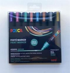 uni Dekormarker készlet, 1, 8-2, 5 mm, UNI ˝Posca PC-5M˝, 8 különböző metál szín