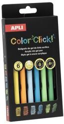APLI Zseléstoll, akril tintával, 0, 7 mm, nyomógombos, APLI ˝Color Click˝, őszi színek, 6 különböző szín