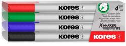 Kores Tábla- és flipchart marker készlet, 1-3 mm kúpos, KORES ˝K-Marker W1˝, 4 különböző szín