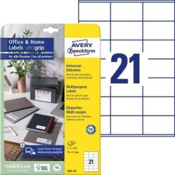 Avery-Zweckform Etikett, univerzális, 70x41 mm, AVERY ZWECKFORM, 210 etikett/csomag