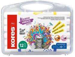 Kores Dekormarker készlet, akril, 1-2 mm, kétvégű, KORES ˝ K-Kreative˝, 12 különböző szín