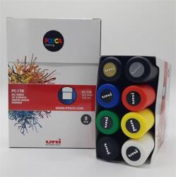 uni Dekormarker készlet, 15 mm, vágott, UNI ˝Posca PC-17K, 8 különböző szín