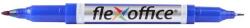 FlexOffice Alkoholos marker, 0, 4/1, 0 mm, kúpos, kétvégű, FLEXOFFICE ˝PM01˝, kék