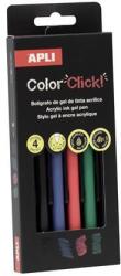 APLI Zseléstoll, akril tintával, 0, 7 mm, nyomógombos, APLI ˝Color Click˝, 4 különböző szín
