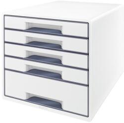 Leitz Irattároló, műanyag, 5 fiókos, LEITZ ˝Wow Cube˝, fehér/szürke