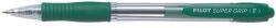 Pilot Golyóstoll, 0, 22 mm, nyomógombos, PILOT ˝Super Grip˝, zöld