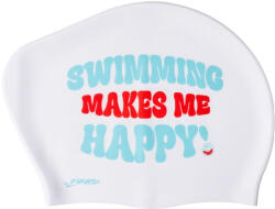 Finis long hair silicone cap print alb