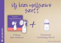 Lansinoh 2 fázisú kézi mellszívó +160 ml-es cumisüveg szett