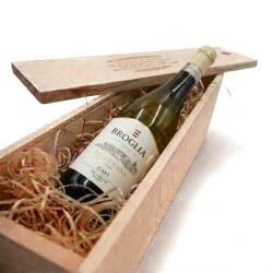 Broglia Pachet Cadou Cutie Lemn Personalizata Vin Alb Broglia La Meirana Gavi del Comune di Gavi DOCG 13.5%, 0.75L