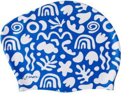 Finis long hair silicone cap print blue kék