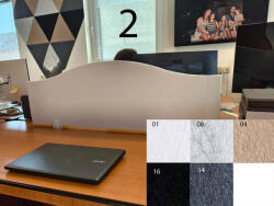 Perfect Acoustic Bilnora asztal elválasztó hullámos akusztikai paraván 120x40x1.2cm - 2 mintájú - 14 sötét szűrke , 1 mintájú , L Clip