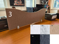 Perfect Acoustic Bilnora asztal elválasztó hullámos akusztikai paraván 120x40x1.2cm - 3 mintájú - 14 sötét szűrke , 1 mintájú , Flat Clip