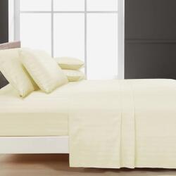 Kotonia Home Cearsaf de pat Kotonia Home Deco, 100% bumbac, Damasc Saten, dimensiune dungi 1 cm, Vanilla, 150x240 cm (004380-150)