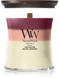 WoodWick Trilogy Lush Nectar lumânare parfumată cu fitil din lemn 275 g
