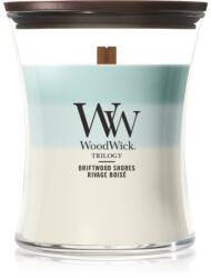 WoodWick Trilogy Driftwood Shores lumânare parfumată cu fitil din lemn 275 g