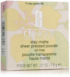 Clinique Stay-Matte Sheer Pressed Powder Pudră pentru femei 7, 6 g nuanță 17 Stay Golden