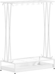 HOMCOM Suport Pentru Umbrele cu Tăviță Colectoare, 21 Orificii, 24 Cârlige, Oțel, 50x24x68 cm, Alb | Aosom Romania (837-547V00WT)