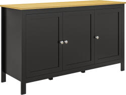 HOMCOM Dulap cu 2 Compartimente și 2 Rafturi Reglabile pe 3 Nivele, 120 x 40 x 70 cm, Negru și Lemn | Aosom Romania (838-392V80BK) Bufet