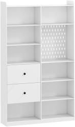 HOMCOM Bibliotecă Dublă cu 6 Niveluri, Sertare și Panou Perforat, Alb | Aosom Romania (836-732V00WT) Biblioteca