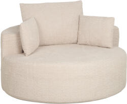 HOMCOM Pouf canapea rotund din chenille, șezut mare, 2 perne, 1 spătar, 1 traversin, sarcină 250kg, 130x130x82cm, crem | Aosom Romania (83B-909V01CW)