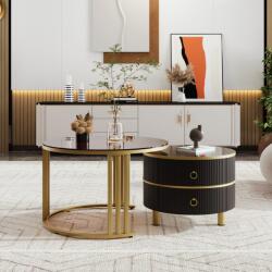 GL Store Măsuță de cafea 2-în-1 Rotundă din MDF, Negru | Aosom Romania (F-GLS-3203890GNS) Masa de cafea