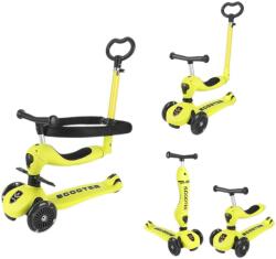  4 az 1-ben átalakítható roller triciklivé, állítható szülőkarral, gyerekvédelemmel, lábtartóval, világító kerekekkel, három magasságállítási fokozattal, sárga (SG274)