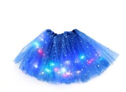 Flippy LED szoknya gyerekeknek, Flippy, Balett Tutu lányoknak beépített többszínű lámpákkal, Csillagmintás, 30 cm hosszú, Kék (126475)