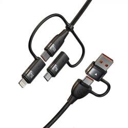 USAMS Adatkábel 2 az 1-ben, Usams U85, Nylon, USB-C - USB, Gyorstöltés, 1, 2 m, Fekete