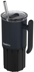 QUOKKA Umi - Rozsdamentes acél termobögre 720 ml szalma és szilikon alappal, fekete (40091)