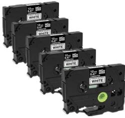 Brother HGe-231, 12 mm x 8 m, 5 db, fekete nyomtatás / fehér háttér, eredeti szalag (HGE231V5)