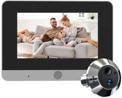 Secutek Vizor digital pentru ușă cu înregistrare RH-PD16, ecran de 5", audio bidirecțional, WiFi și detector de mișcare - Tuya