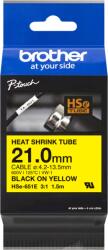 Brother HSe-651E Pro Tape, 21 mm x 1.5 m, fekete nyomtatás / sárga háttér, eredeti szalag (HSE651E)