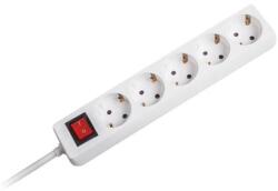 Platinet Prelungitor Omega OL5G5W | 5 Prize, 5m, 3x1.5mm, Intrerupator, Alb (OL5G5W)