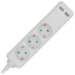 V-TAC Prelungitor 3 Cai + 2usb 1.5m(3g1.5mm2) Alb (sku-8774)