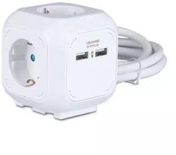 V-TAC Prelungitor Cubic 3x1.5mm 1.4m 4 Cai 16a + 2 Usb 2.1a (sku-8800)