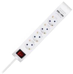 V-TAC Prelungitor 5 Cai Cu Intrerupator + 2usb 1.4m(3g1.5mm2) (sku-8808)