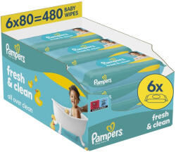 Pampers Șervețele umede pentru bebeluși Pampers - Fresh & Clean, 6 x 80 bucăți (1100019504)