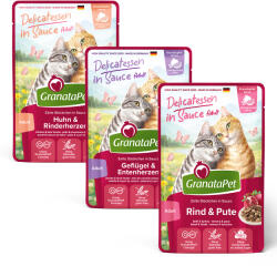 GranataPet 12x100g GranataPet Delicatessen szószban Szárnyas mix (3 változattal) nedves macskatáp