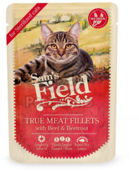 Sam's Field True Meat Fillets for sterilized cats - Beef & Beetroot в алуминиева опаковка 85 г