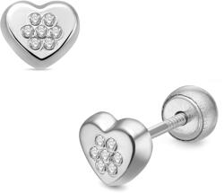 Lisa Jewelry for Kids ragyogó szív gyerek fülbevaló gömb zárral (JTAG-0697-18) - jutaoraekszer