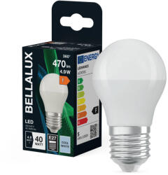 Bellalux LED fényforrás (izzó) kisgömb forma, matt plasztik búra, E27 foglalat, 4, 9W, 470lm, 4000K semleges fehér ( 4058075128361 ) (4058075128361)