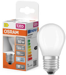 OSRAM Star LED fényforrás (izzó) kisgömb forma, matt plasztik búra, E27 foglalat, 5, 9W, 806lm, 4000K semleges fehér ( 4099854115554 ) (4099854115554)
