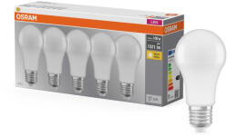 OSRAM Base LED fényforrás (izzó), classic forma, matt plasztik búra, E27 foglalat, 13W, 1521lm, 2700K meleg fehér 5db-os csomag ( 4099854348174 ) (4099854348174)