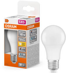 OSRAM Superstar+ LED fényforrás (izzó), classic forma, matt plasztik búra, E27 foglalat, 4, 9W, 470lm, 2700K meleg fehér ( 4099854046834 ) (4099854046834)