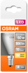 OSRAM Star LED fényforrás (izzó) kisgömb forma matt búra, E14 foglalat, 8W, 806lm, 2700K meleg fehér ( 4058075428522 ) (4058075428522)
