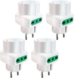 EXTRASTAR Schuko-olasz aljzat utazó adapter - fehér - 4 db