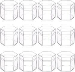 BENECREAT hatszög alakú átlátszó akril tároló doboz - 5, 6x5x5 cm - 21 db