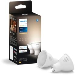 Philips White GU10 LED Spotlámpa 2 db (400 lm), Dimmelhető Okos Izzó Meleg Fehér Fénnyel, Hangvezérléssel és Applikációval