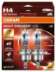 OSRAM Night Breaker 220 H4 halogén fényszóró izzó - +220% fény - 2 db