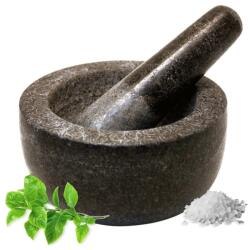 Jade Temple Kőmozsár törővel készletben, tömör gránit, 13 cm átmérő, 7 cm magasság, szürke
